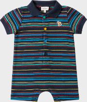 Baby Boys' Navy Striped 'nope' Playsuit 