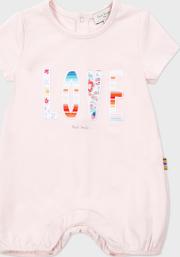 Baby Girls' Pink Playsuit With Embroidered 'love' Motif 