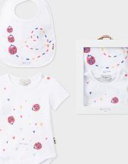 Baby Girls' White Cotton 'ladybird' Playwear Set With Squeaker 