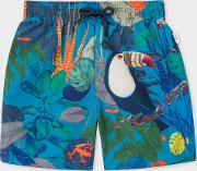 Boys' 2 6 Years Blue 'toucan Botanical' Swim Shorts 