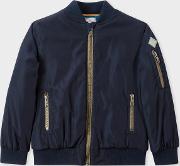 Boys' 2 6 Years Navy Bomber Jacket With Stripe Detail 