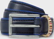 Boys' 2 6 Years Navy Leather Belt With Signature Stripe Keeper 