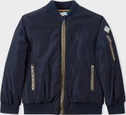 Boys' 7 Years Navy Bomber Jacket With Stripe Detail 