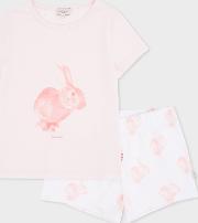 Girls' 2 6 Years Pink And White 'rabbit' Print Pyjamas 