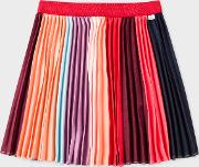 Girls' 7 Years 'sunray Stripe' Pleated Skirt With Glittered Waistband 
