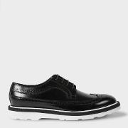 Men's Black Leather 'grand' Brogues With White Soles