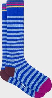 Men's Cobalt Blue Stripe 'a Sock To Travel In' 