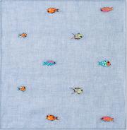 Men's Light Blue Embroidered 'fish' Pocket Square 