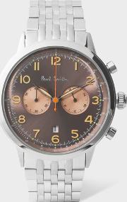Men's Light Brown And Stainless Steel 'precision' Chronograph Watch 