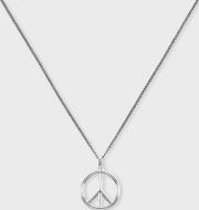 Men's Silver 'peace Sign' Charm Necklace 
