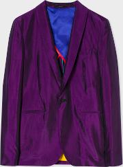 Men's Tailored Fit Purple Cupro Shawl Collar Blazer 