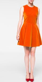 Women's Burnt Orange Velvet Mini Dress