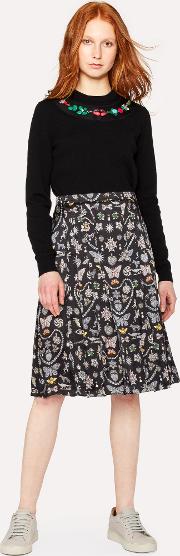 Women's 'jewels' Print Pleated Skirt 