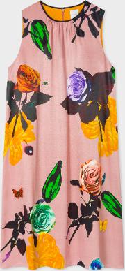 Women's Pink 'rose' Print Dress 