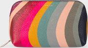 Women's Swirl Print Leather Make Up Pouch 