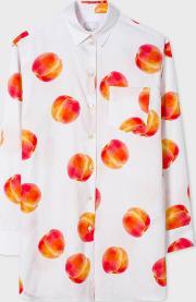 Women's White 'peaches' Print Cotton Shirt