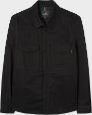 Men's Black Cotton Twill Shirt Jacket 