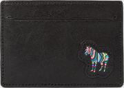 Men's Black 'zebra' Applique Leather Credit Card Holder 