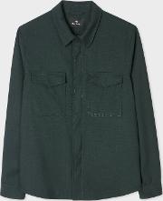 Men's Dark Green Wool Shirt Jacket 