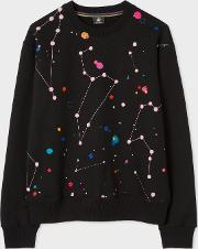 Women's Black 'milky Way' Print Sweatshirt With Embroidery 