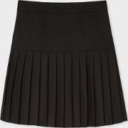 Women's Black Wool Pleated Skirt 