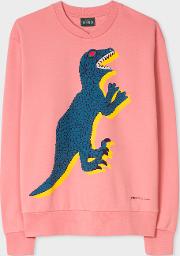 Women's Pink Large 'dino' Print Cotton Sweatshirt 