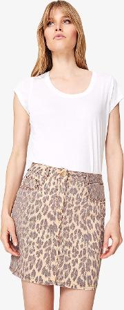 Alexia Leopard Print Denim Skirt