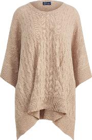 Cable Wool Cashmere Poncho 