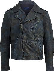 Camo Leather Biker Jacket 