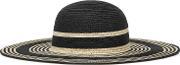Aramis Stripe Womens Wide Brimmed Straw Hat In Black