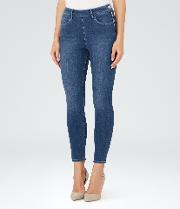Hedy Mid Blue Cropped Jeans In Blue, Womens
