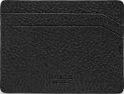 Hellon Mens Grained Leather Card Holder In Black