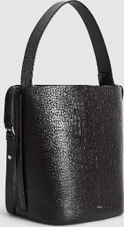 Hudson Croc Leather Embossed Croc Bucket Bag