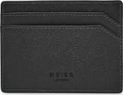 Jacob Grained Leather Card Holder In Black, Mens