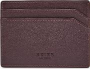 Jacob Grained Leather Card Holder In Red, Mens