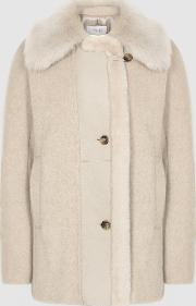 Kora Wool Blend Shearling Detailed Coat