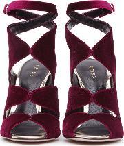 Monda Velvet Womens Velvet Sandals In Red