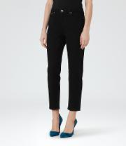 Raven Womens Straight Leg Cropped Jeans In Black