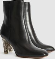 Sophia Leather Ankle Boots With Snake Detail