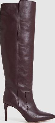 Zinnia Leather Point Toe Knee High Boots