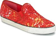 Lace Slip Women's Slip Ons Shoes In Red