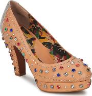 Miss L'fire Showgirl Women's Court Shoes In Beige 