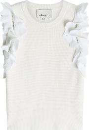 Ruffled Knit Top With Cotton