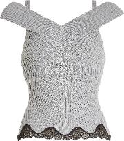 Ribbed Knit Top With Lace