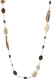 10kt Gold Necklace With Pyrite, Blue Labradorite And Crystals 