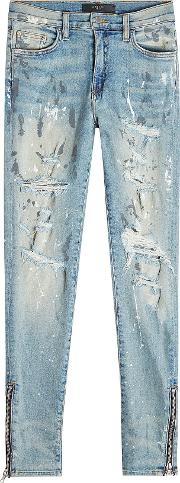 Distressed Skinny Jeans With Zipped Ankles 