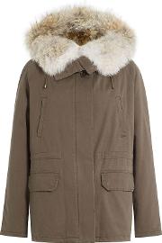 Army By Yves Salomon Cotton Parka With Fur Trimmed Hood 
