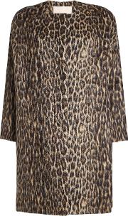 Leopard Print Coat With Wool And Alpaca