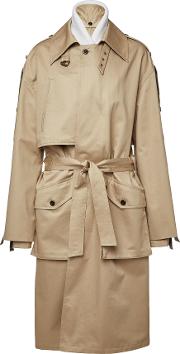 Cotton Trench Coat With Virgin Wool