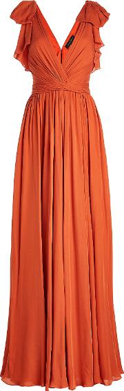 Silk Floor Length Gown With Ruffles